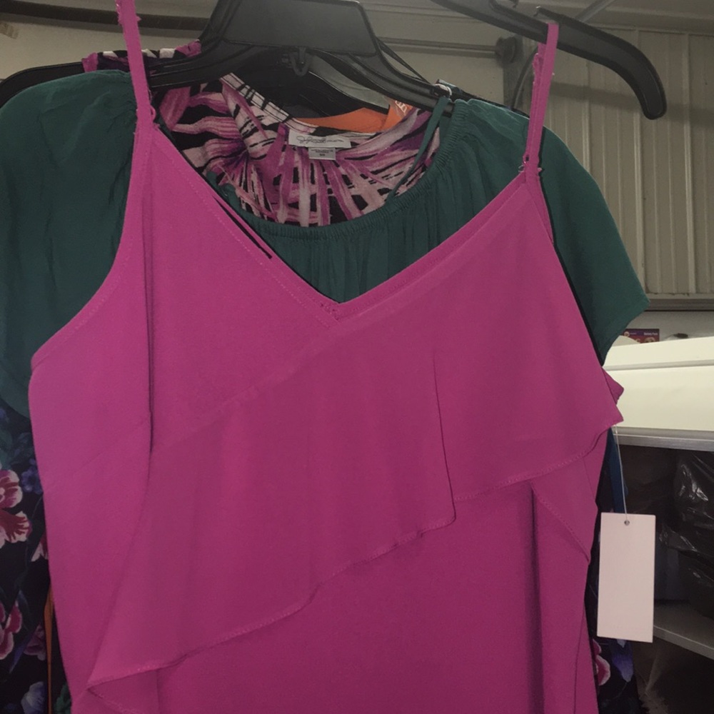 Magenta Ruffle Spaghetti Strap Midi Dress